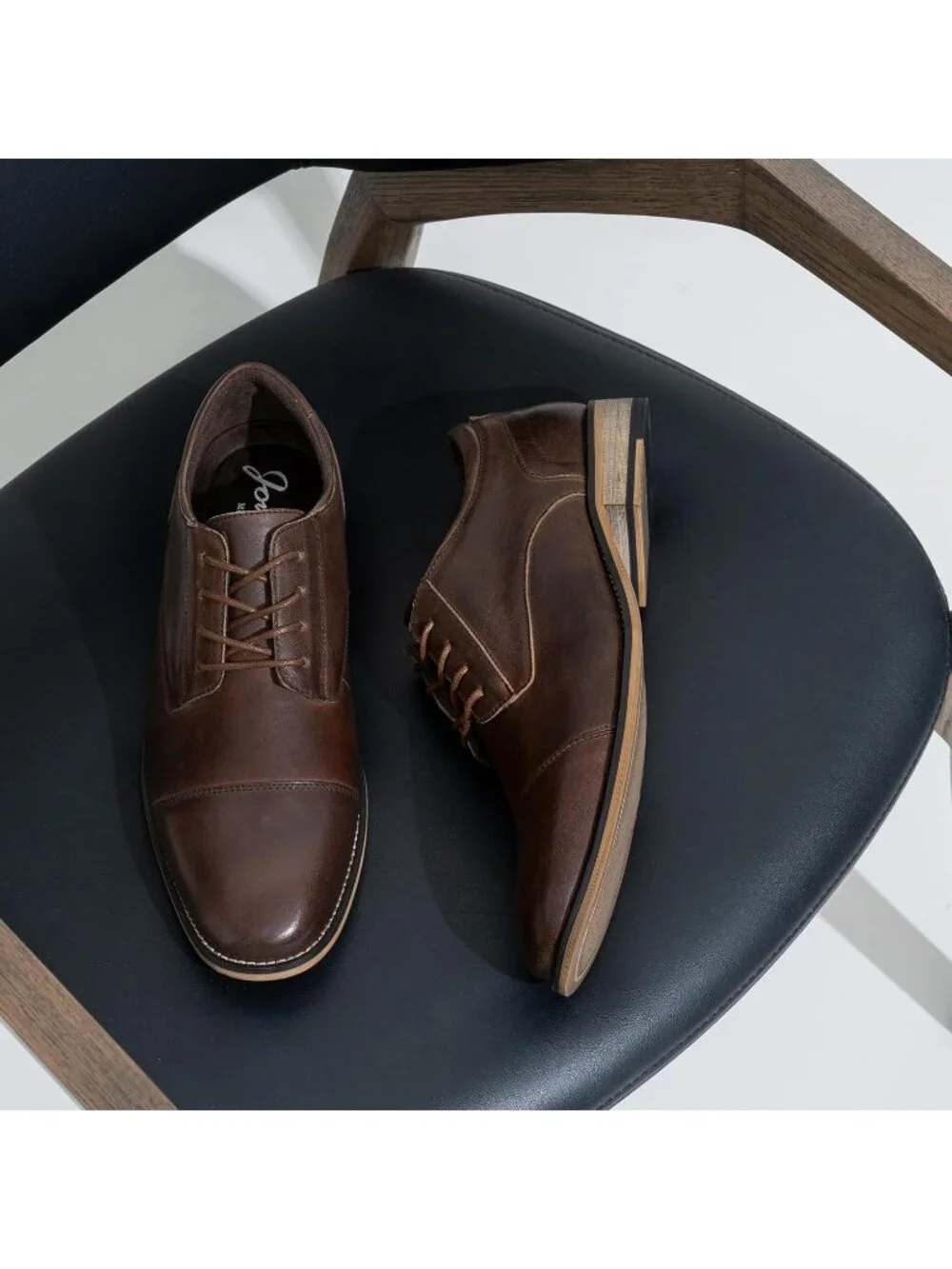 Men's Dark Brown Leather Retro Plain Formal Dress Oxford Derby Shoes Causal